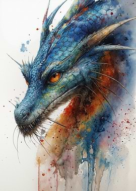 Watercolor Dragon Portrait