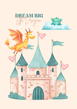 Dream Big Little Dragon Watercolor Art