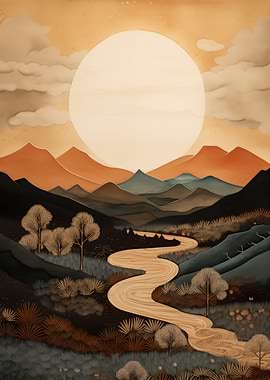 River Mountains Landscape