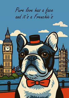 French Bulldog in London Illustration