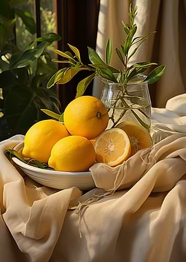 Yellow Lemons and Greenery