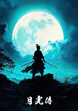 Samurai Silhouette Under Moonlight