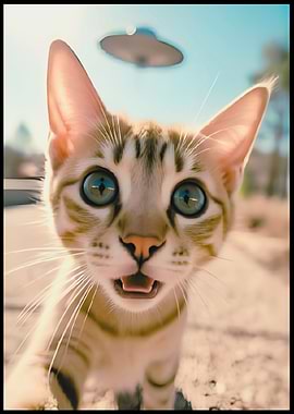 Surprised Cat with UFO