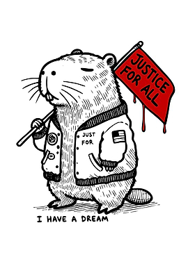 Beaver with Justice for All Flag