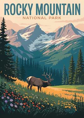 Rocky Mountain National Park Illustration