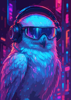Cyberpunk White Owl