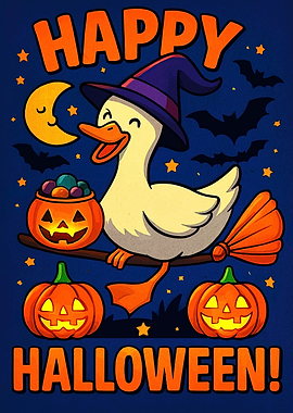 Happy Halloween Duck Cartoon