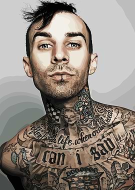 Travis Barker Portrait with Tattoos