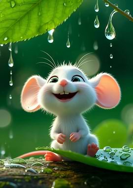 Cute Mouse in the Rain