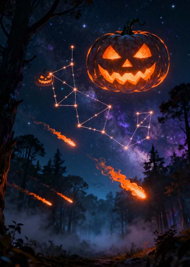 Halloween Night Sky with Pumpkin Constellation