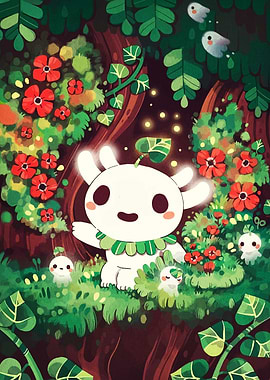 Forest Spirit and Kodama Illustration