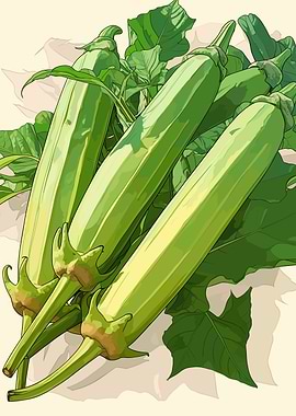 Okra Vegetable Illustration