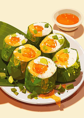 Delicious Sushi Rolls with Sauce