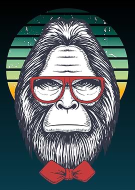 Hipster Gorilla Portrait with Bowtie