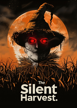 The silent harvest scarecrow under blood moon