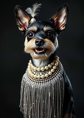 Glamorous Dog Portrait with Pearls