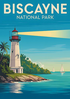 Biscayne National Park Lighthouse Illustration