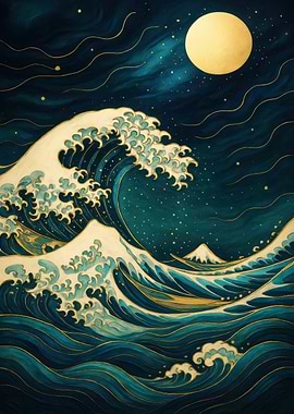 Great Wave Under the Moon