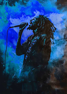 Reggae Singer in Blue Hues