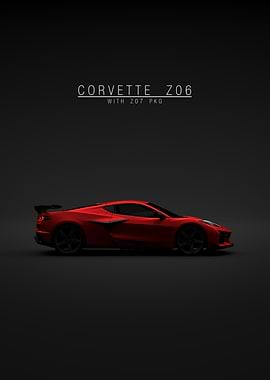 Red Corvette Z06 with Z07 Package