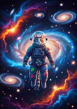 Astronaut Cat Space