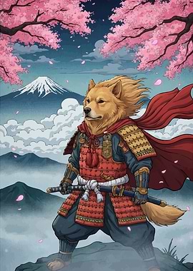 Samurai Dog Mount Fuji