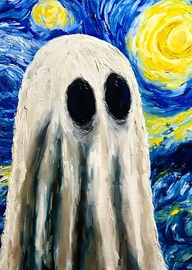Ghost in Starry Night Style Painting