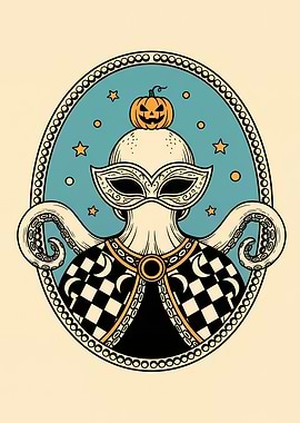 Masked Octopus Oracle with Pumpkin Crown