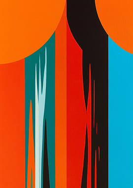 Abstract Colorful Vertical Stripes Art