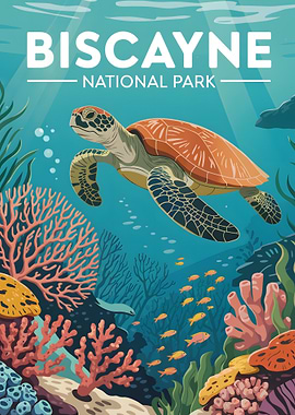 Biscayne National Park Turtle Illustration