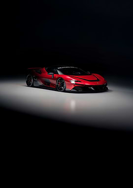 Red Ferrari Sports Car Studio Shot