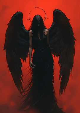 Dark Angel with Black Wings