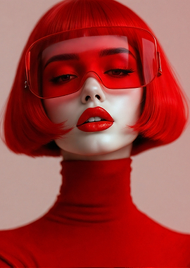 Red Futuristic Fashion Portrait