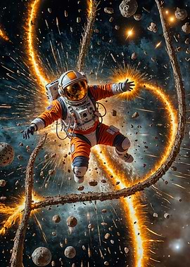 Astronaut in Space with Energy Trail