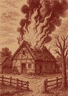 Burning House Etching