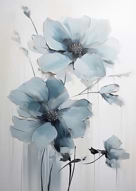 Abstract Floral Blue Tones