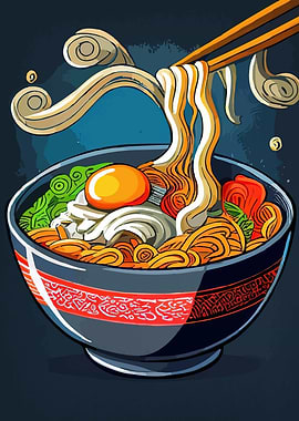Stylized Ramen Bowl Chopsticks