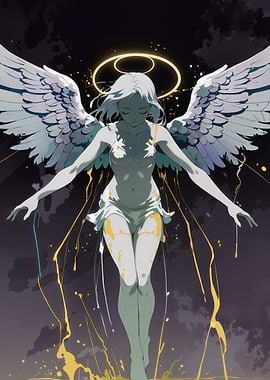 Anime Angel with Golden Halo