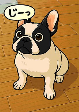Cartoon French Bulldog with Speech Bubble