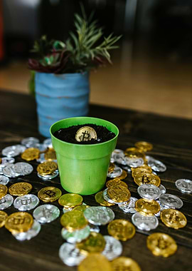 Bitcoin plant growing concept