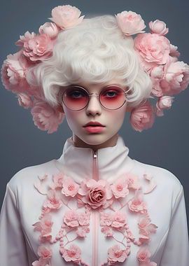 Floral Fashion Portrait with Pink Accents