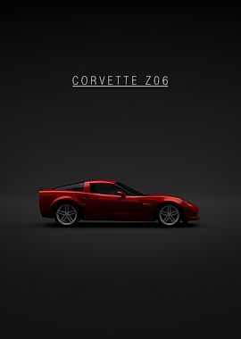 Red Corvette Z06 on Black Background