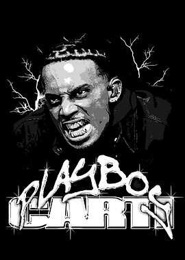 Playboi Carti Black and White Portrait