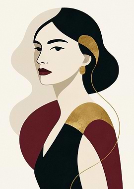 Elegant Woman Portrait in Abstract Style
