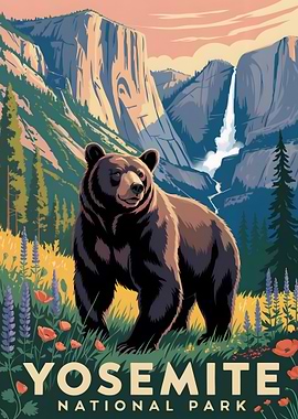 Yosemite National Park Vintage Travel Poster
