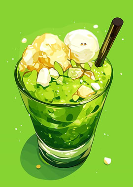 Matcha Dessert Drink with Ice Cream
