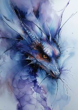 Watercolor Dragon Head Portrait