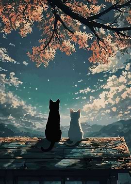 Two Cats on a Rooftop