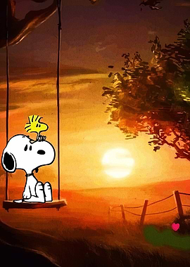 Snoopy and Woodstock Sunset Swing