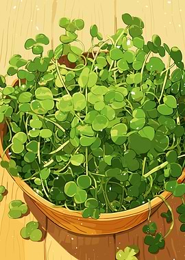 Clover Plant in Pot Illustration